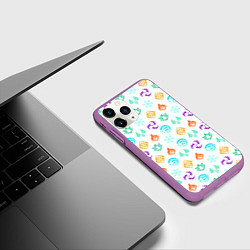 Чехол iPhone 11 Pro матовый GENSHIN IMPACT ЭМБЛЕМЫ, цвет: 3D-фиолетовый — фото 2