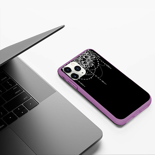 Чехол iPhone 11 Pro матовый Белая Мандала / 3D-Фиолетовый – фото 3