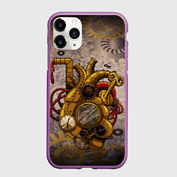 Чехол iPhone 11 Pro матовый Механическое сердце, цвет: 3D-фиолетовый