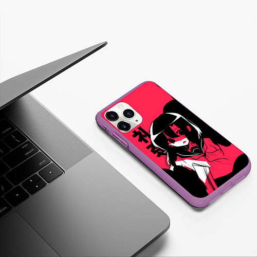 Чехол iPhone 11 Pro матовый Rena Black Pink / 3D-Фиолетовый – фото 3