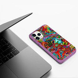 Чехол iPhone 11 Pro матовый Яркая абстракция bright abstraction, цвет: 3D-фиолетовый — фото 2