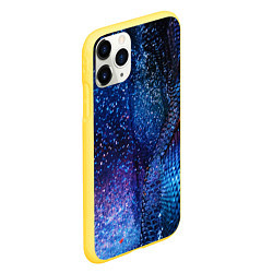 Чехол iPhone 11 Pro матовый Синяя чешуйчатая абстракция blue cosmos, цвет: 3D-желтый — фото 2