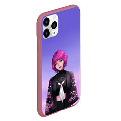 Чехол iPhone 11 Pro матовый ANIME GIRL, цвет: 3D-малиновый — фото 2