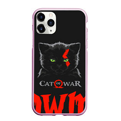 Чехол iPhone 11 Pro матовый Cat of war, цвет: 3D-розовый