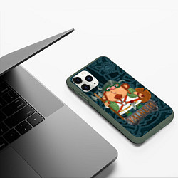 Чехол iPhone 11 Pro матовый Valheim веселый викинг, цвет: 3D-темно-зеленый — фото 2