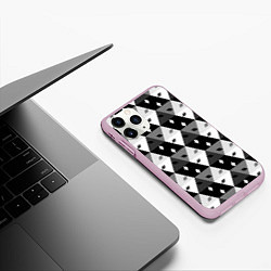 Чехол iPhone 11 Pro матовый Абстрактные кубики, цвет: 3D-розовый — фото 2