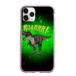 Чехол iPhone 11 Pro матовый Roarrr! Динозавр T-rex, цвет: 3D-розовый