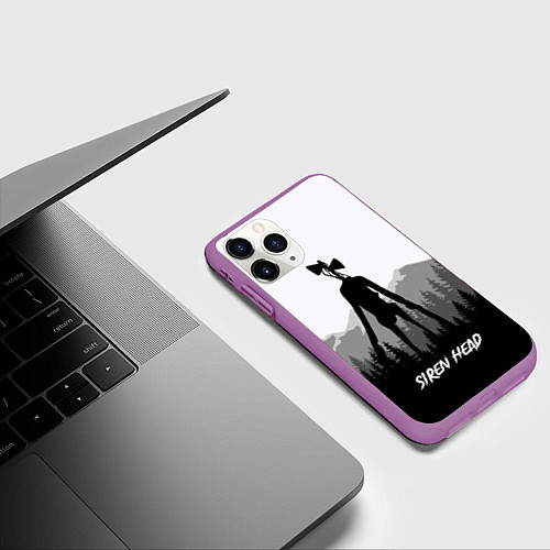 Чехол iPhone 11 Pro матовый SIREN HEAD DARK FOREST / 3D-Фиолетовый – фото 3