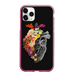 Чехол iPhone 11 Pro матовый Natural Heart Dual, цвет: 3D-малиновый