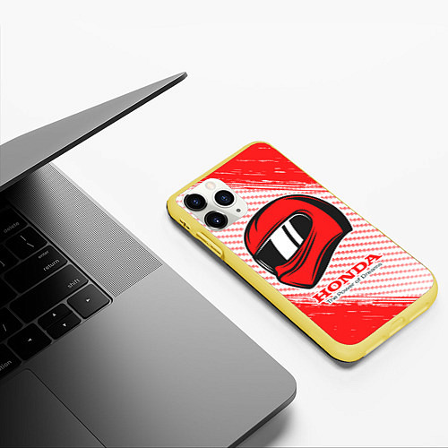 Чехол iPhone 11 Pro матовый Honda - Strokes / 3D-Желтый – фото 3