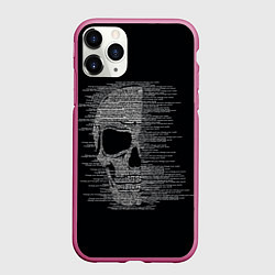 Чехол iPhone 11 Pro матовый Череп из текста, цвет: 3D-малиновый