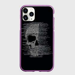 Чехол iPhone 11 Pro матовый Череп из текста, цвет: 3D-фиолетовый