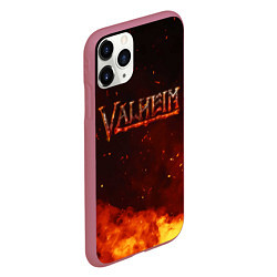 Чехол iPhone 11 Pro матовый Valheim огненный лого, цвет: 3D-малиновый — фото 2