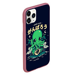 Чехол iPhone 11 Pro матовый Cthulhu Good Luck, цвет: 3D-малиновый — фото 2