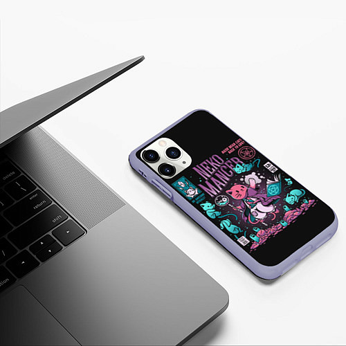 Чехол iPhone 11 Pro матовый Cat Necromancer / 3D-Светло-сиреневый – фото 3