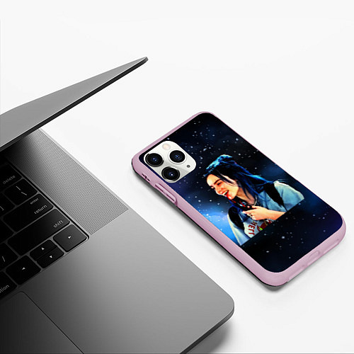 Чехол iPhone 11 Pro матовый Billy Elish / 3D-Розовый – фото 3