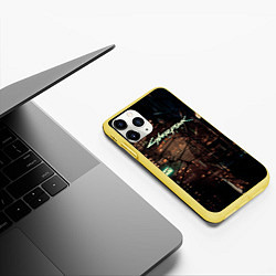 Чехол iPhone 11 Pro матовый Киберпанк - Город в паутинке, цвет: 3D-желтый — фото 2