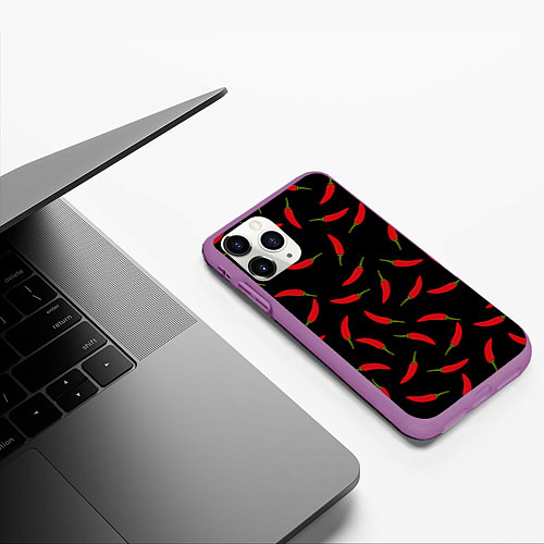 Чехол iPhone 11 Pro матовый Chili peppers / 3D-Фиолетовый – фото 3