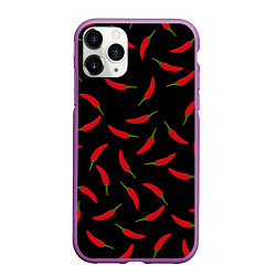 Чехол iPhone 11 Pro матовый Chili peppers, цвет: 3D-фиолетовый