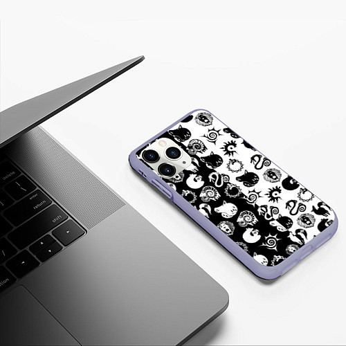 Чехол iPhone 11 Pro матовый ЭМБЛЕМЫ МАГИЧЕСКАЯ БИТВА JK / 3D-Светло-сиреневый – фото 3