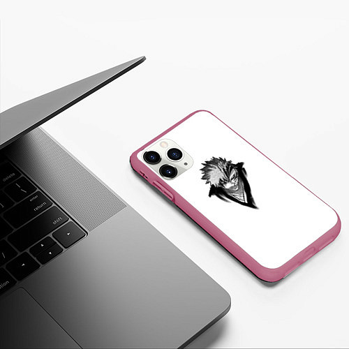 Чехол iPhone 11 Pro матовый Hollow Ichigo / 3D-Малиновый – фото 3