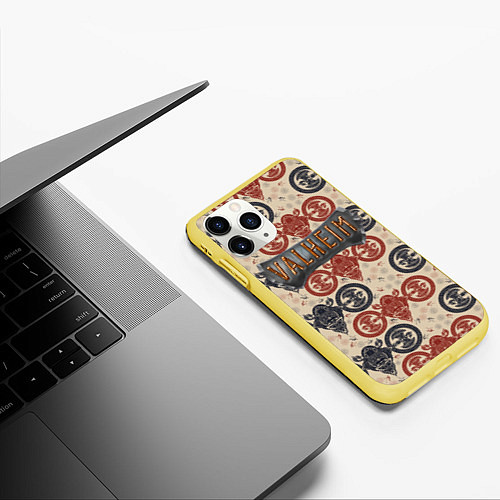 Чехол iPhone 11 Pro матовый Valheim символы викингов / 3D-Желтый – фото 3