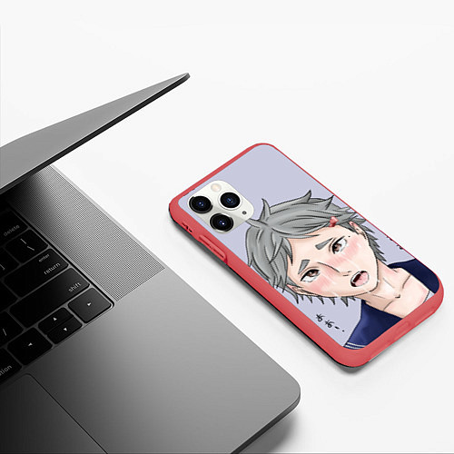 Чехол iPhone 11 Pro матовый АхегаоAhegao Сугавара / 3D-Красный – фото 3