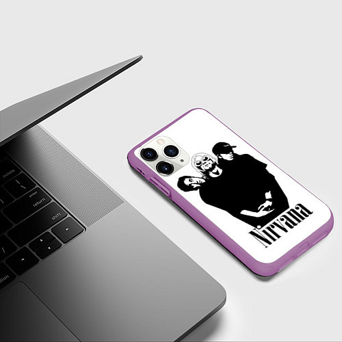 Чехол iPhone 11 Pro матовый Nirvana Группа / 3D-Фиолетовый – фото 3