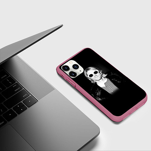 Чехол iPhone 11 Pro матовый Курт Кобейн в Очках Nirvana / 3D-Малиновый – фото 3