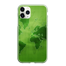 Чехол iPhone 11 Pro матовый Карта мира, цвет: 3D-салатовый