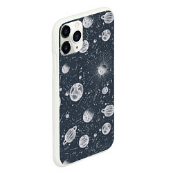 Чехол iPhone 11 Pro матовый Звезды, планеты и созвездия, цвет: 3D-белый — фото 2