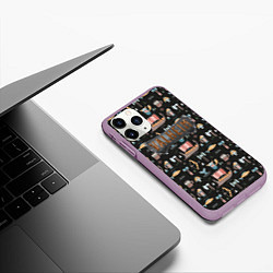Чехол iPhone 11 Pro матовый Valheim викинги паттерн, цвет: 3D-сиреневый — фото 2