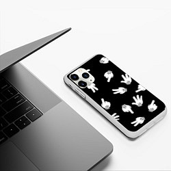Чехол iPhone 11 Pro матовый Множество рук, цвет: 3D-белый — фото 2