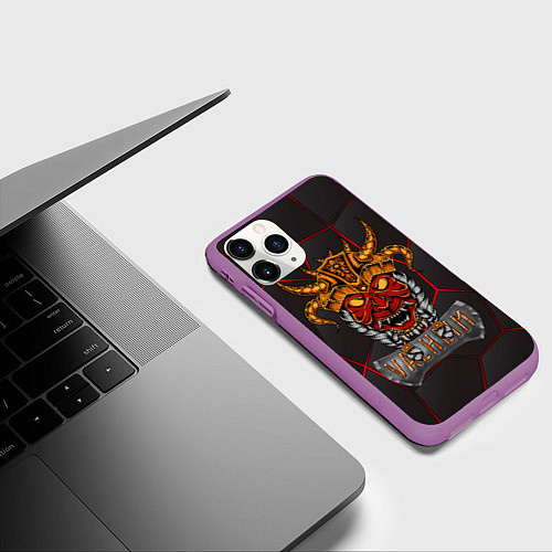 Чехол iPhone 11 Pro матовый Valheim тотем викинга / 3D-Фиолетовый – фото 3