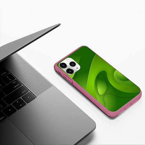 Чехол iPhone 11 Pro матовый 3d Green abstract / 3D-Малиновый – фото 3