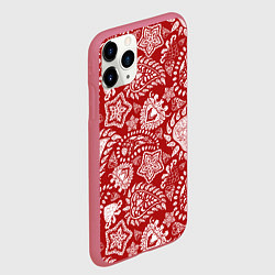 Чехол iPhone 11 Pro матовый Фракталы, цвет: 3D-малиновый — фото 2