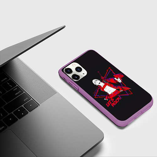 Чехол iPhone 11 Pro матовый Lets Rock DMC / 3D-Фиолетовый – фото 3
