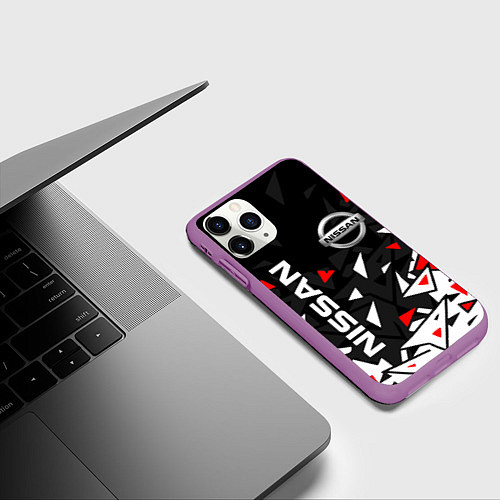 Чехол iPhone 11 Pro матовый NISSAN НИССАН ОСКОЛКИ / 3D-Фиолетовый – фото 3