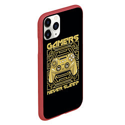 Чехол iPhone 11 Pro матовый GAMERS NEVER SLEEP, цвет: 3D-красный — фото 2