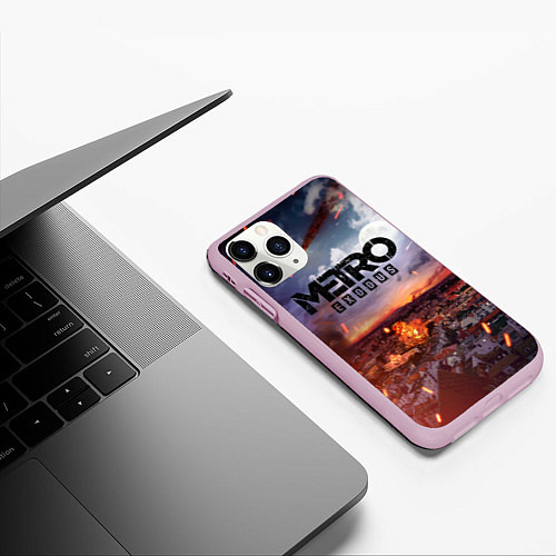 Чехол iPhone 11 Pro матовый Metro Разрушенный город / 3D-Розовый – фото 3