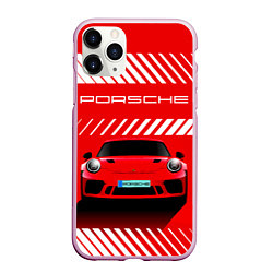 Чехол iPhone 11 Pro матовый PORSCHE ПОРШЕ RED STYLE, цвет: 3D-розовый