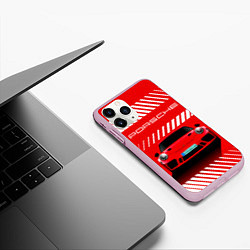 Чехол iPhone 11 Pro матовый PORSCHE ПОРШЕ RED STYLE, цвет: 3D-розовый — фото 2