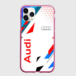 Чехол iPhone 11 Pro матовый AUDI АУДИ SPORT, цвет: 3D-малиновый