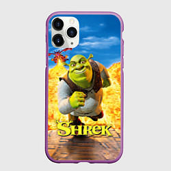 Чехол iPhone 11 Pro матовый Шрек и дракон, цвет: 3D-фиолетовый