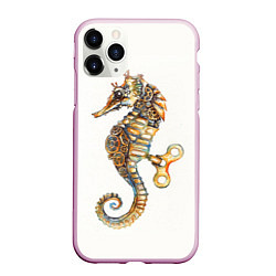 Чехол iPhone 11 Pro матовый Морской конёк, цвет: 3D-розовый