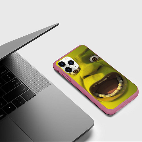 Чехол iPhone 11 Pro матовый Shrek is Yelling / 3D-Малиновый – фото 3