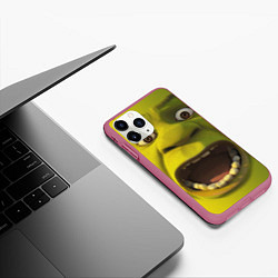 Чехол iPhone 11 Pro матовый Shrek is Yelling, цвет: 3D-малиновый — фото 2