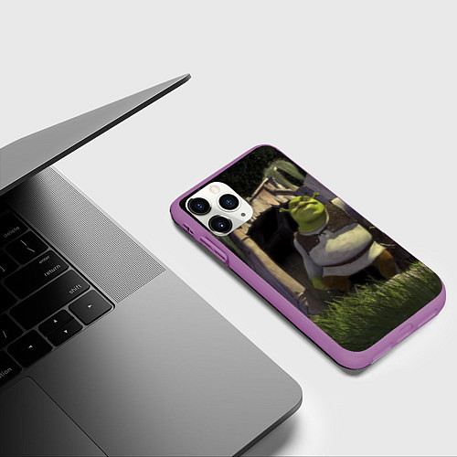 Чехол iPhone 11 Pro матовый Shrek: Somebody Once Told Me / 3D-Фиолетовый – фото 3