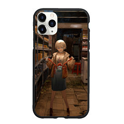 Чехол iPhone 11 Pro матовый Girl with crab, цвет: 3D-черный