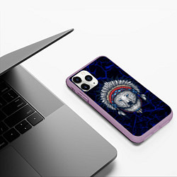 Чехол iPhone 11 Pro матовый Белый медведь индеец, цвет: 3D-сиреневый — фото 2
